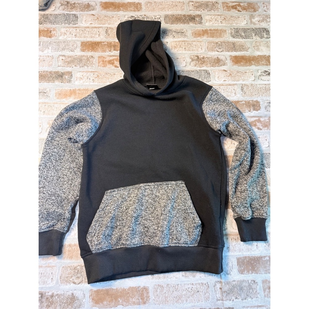 Southpole Boys Hoodie Black Grey Colorblock Pullover Fleece M 10-12